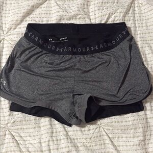 Under Armour Gray and Black Athletic Shorts Lightweight Performance